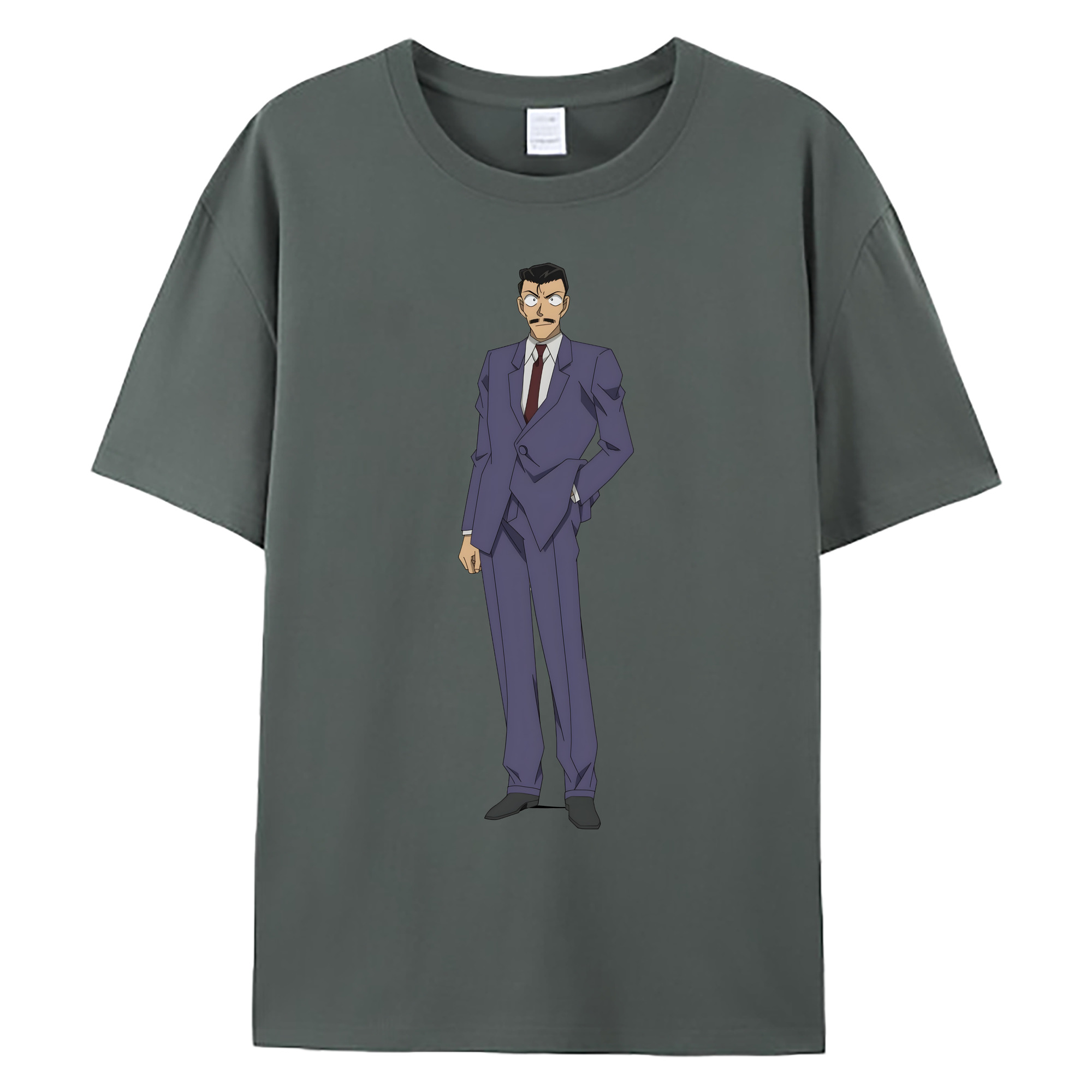 （画像用） 名探偵コナン 毛利 小五郎 もうり こごろう Detective Conan 綿100％ メンズ半袖Tシャツ｜肌触りやわらか＆通気性